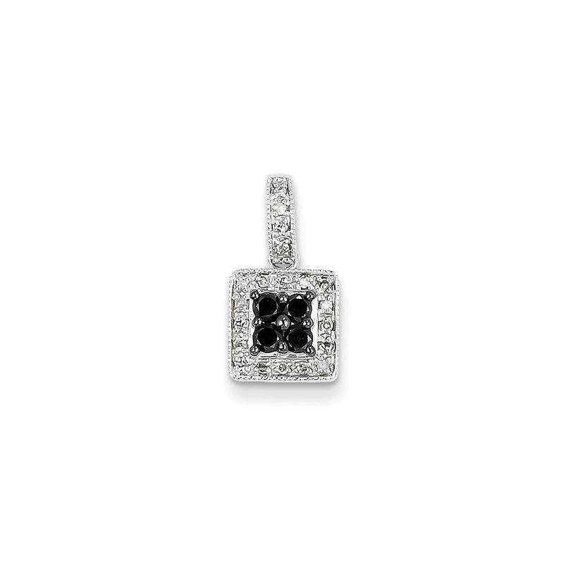 14K Weißgold Quadratischer Anhänger mit Weißen und Schwarzen Echten Diamanten