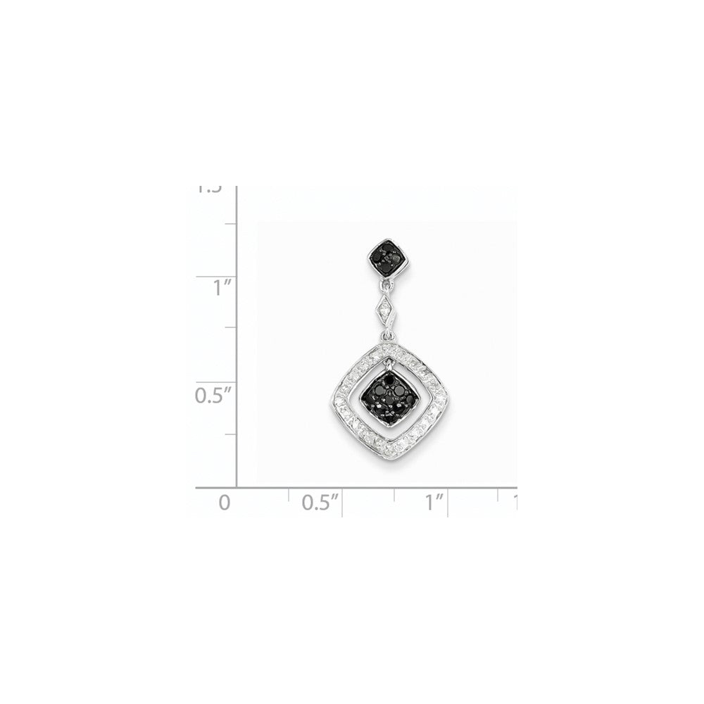 14K Weißgold Anhänger mit weißen und schwarzen echten Diamanten, baumelnd