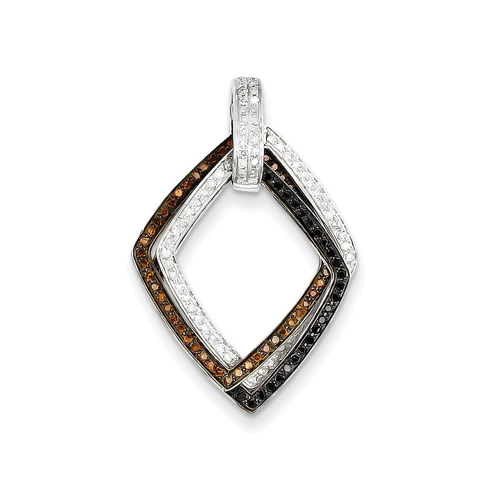 14K Bicolor-Gold Schwarz/Weiß/Braun Echter Diamant Beweglicher Anhänger