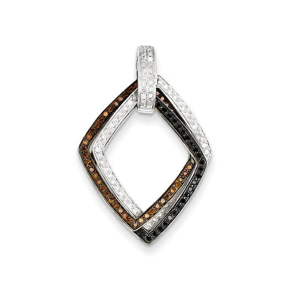 14K Bicolor-Gold Schwarz/Weiß/Braun Echter Diamant Beweglicher Anhänger