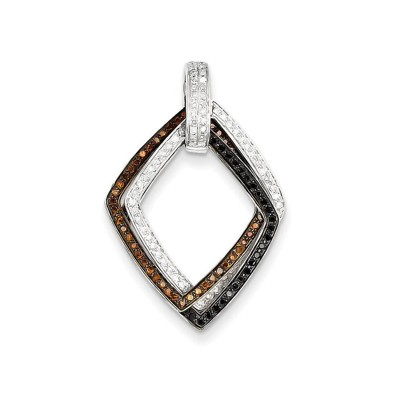 14K Bicolor-Gold Schwarz/Weiß/Braun Echter Diamant Beweglicher Anhänger