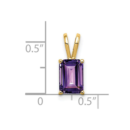 14K Gelbgold Anhänger mit Amethyst im Smaragdschliff, 8x6 mm