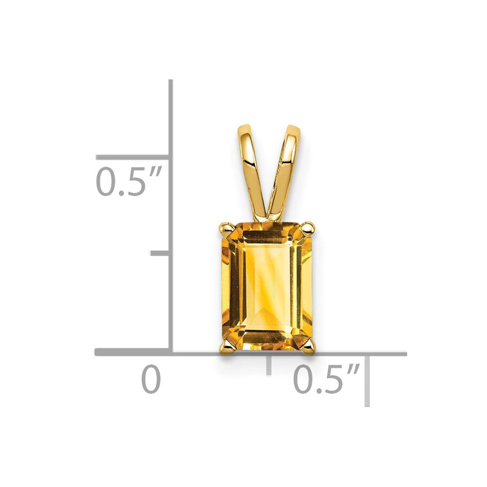 14K Gelbgold Citrin-Anhänger im 8x6 mm Smaragdschliff