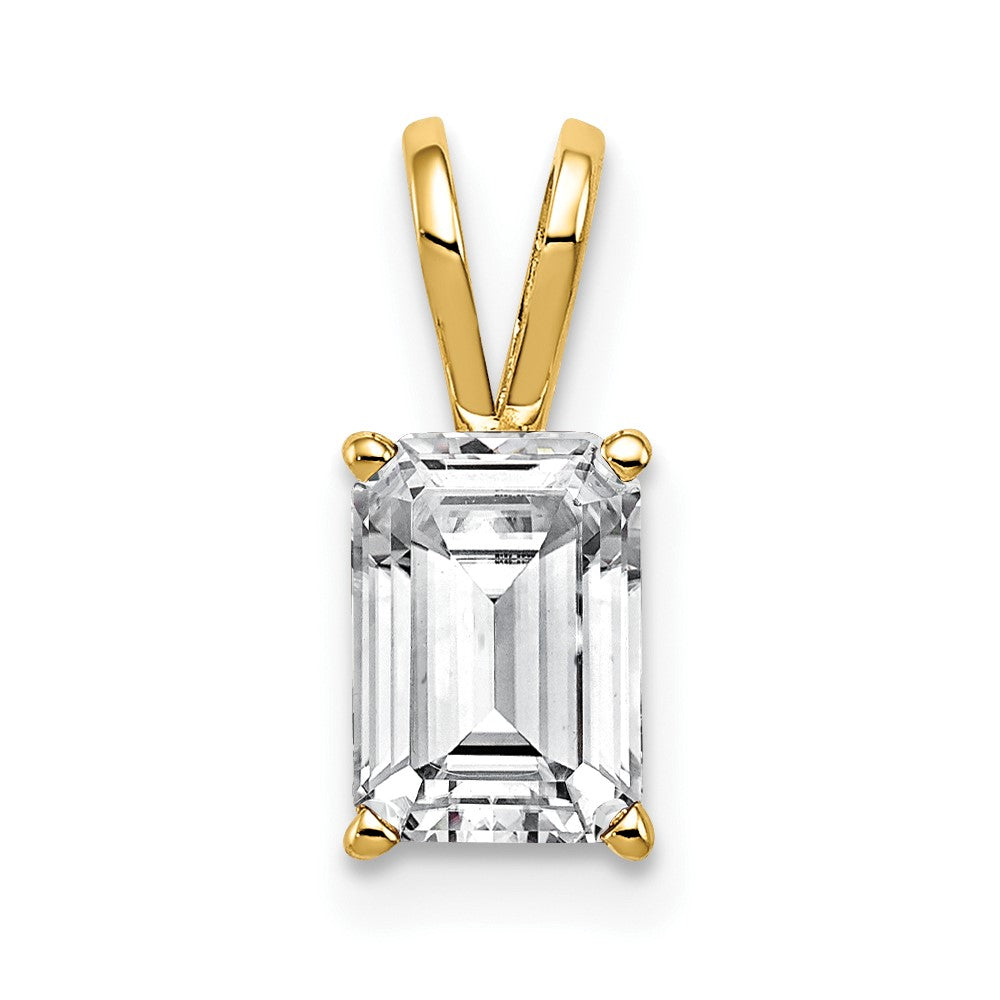 14K Gelbgold 8x6mm Smaragdschliff Zirkonia Anhänger
