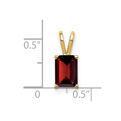 14K Gelbgold Anhänger mit Granat im Smaragdschliff, 8x6mm