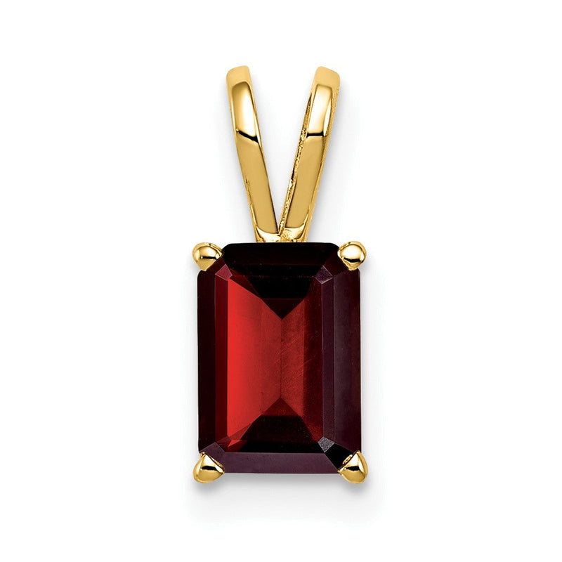 14K Gelbgold Anhänger mit Granat im Smaragdschliff, 8x6mm