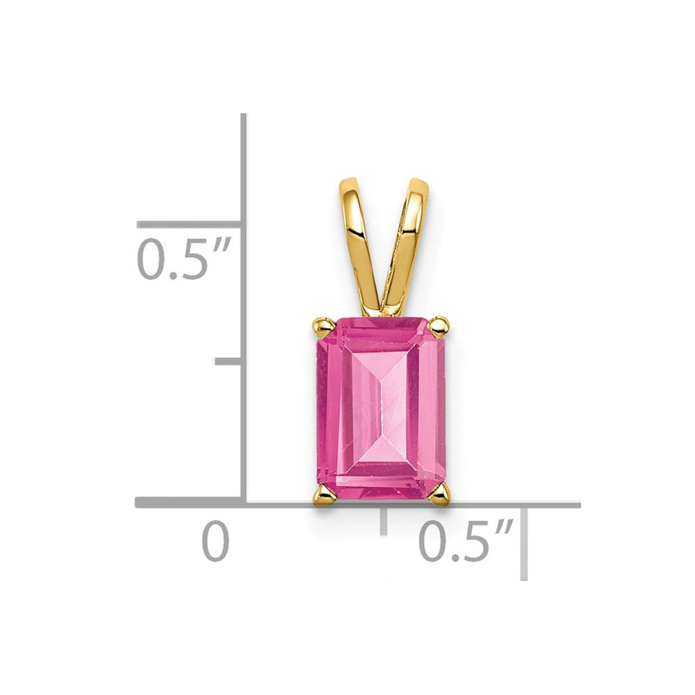 14K Gelbgold 8x6 mm Smaragdschliff Rosa-Turmalin-Anhänger