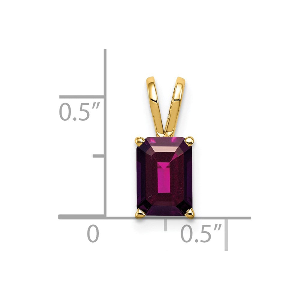 14K Gelbgold Anhänger mit 8x6 mm Rhodolith-Granat im Smaragdschliff