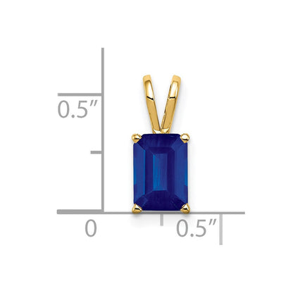 14K Gelbgold Anhänger mit Saphir im Smaragdschliff, 8x6 mm