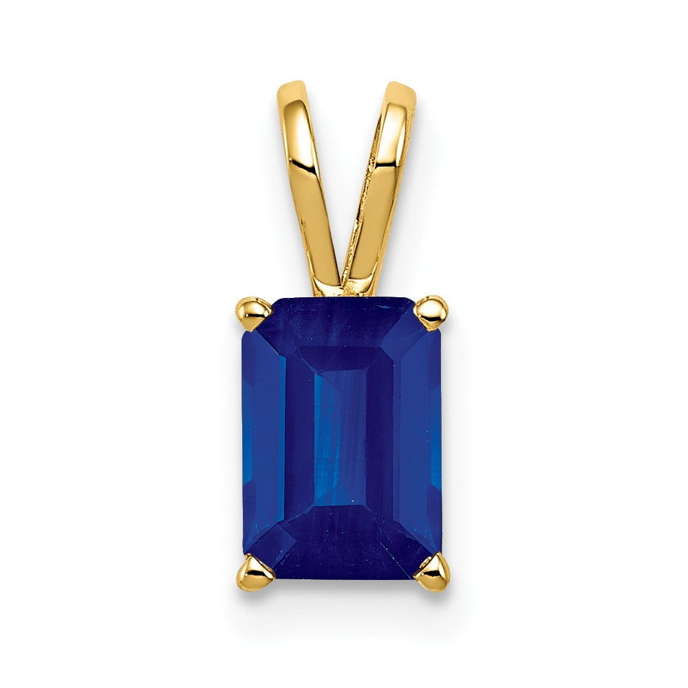 14K Gelbgold Anhänger mit Saphir im Smaragdschliff, 8x6 mm