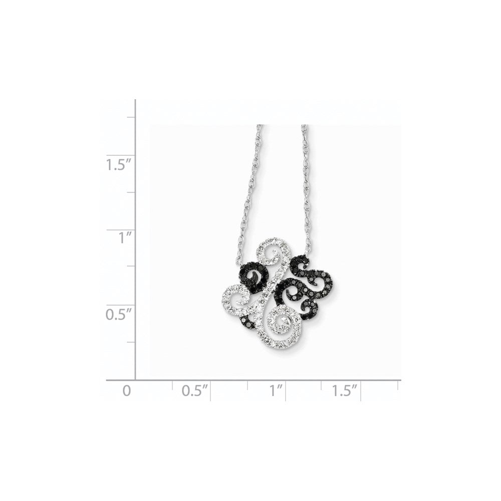 14 Karat Weißgold mit schwarzen und weißen echten Diamanten, Fantasie-Anhänger