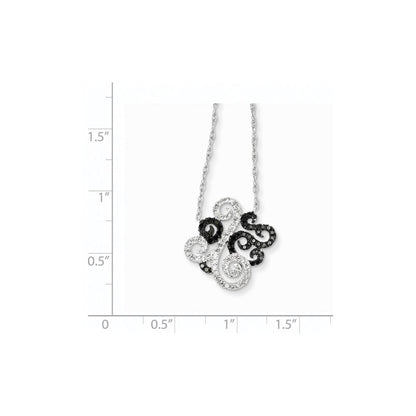 14 Karat Weißgold mit schwarzen und weißen echten Diamanten, Fantasie-Anhänger
