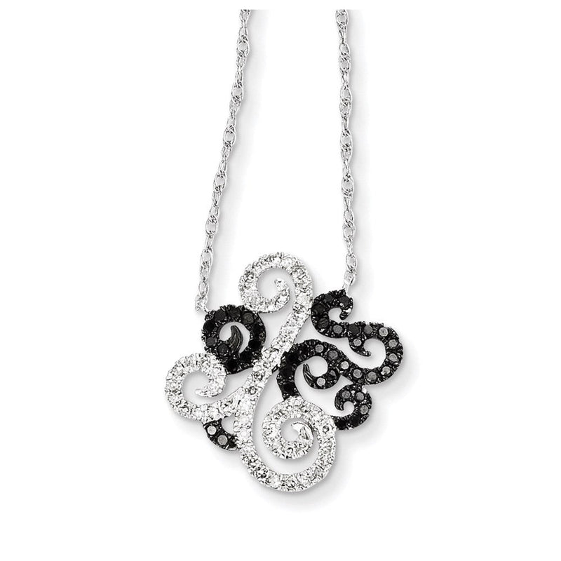 14 Karat Weißgold mit schwarzen und weißen echten Diamanten, Fantasie-Anhänger