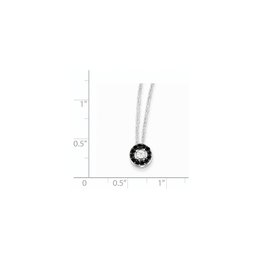 14K Weißgold Kreis-Anhänger mit schwarzen und weißen echten Diamanten