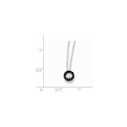 14K Weißgold Kreis-Anhänger mit schwarzen und weißen echten Diamanten