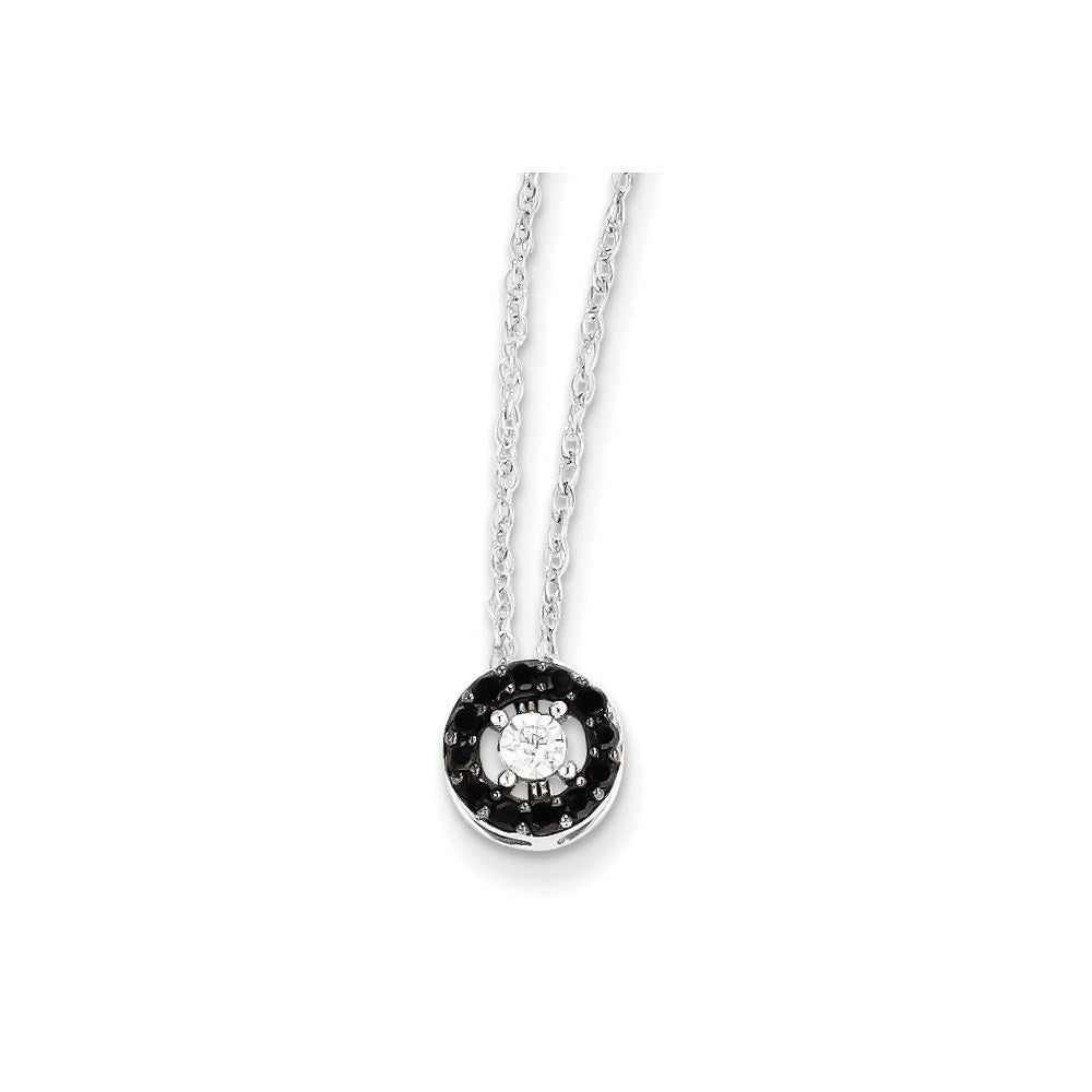 14K Weißgold Kreis-Anhänger mit schwarzen und weißen echten Diamanten