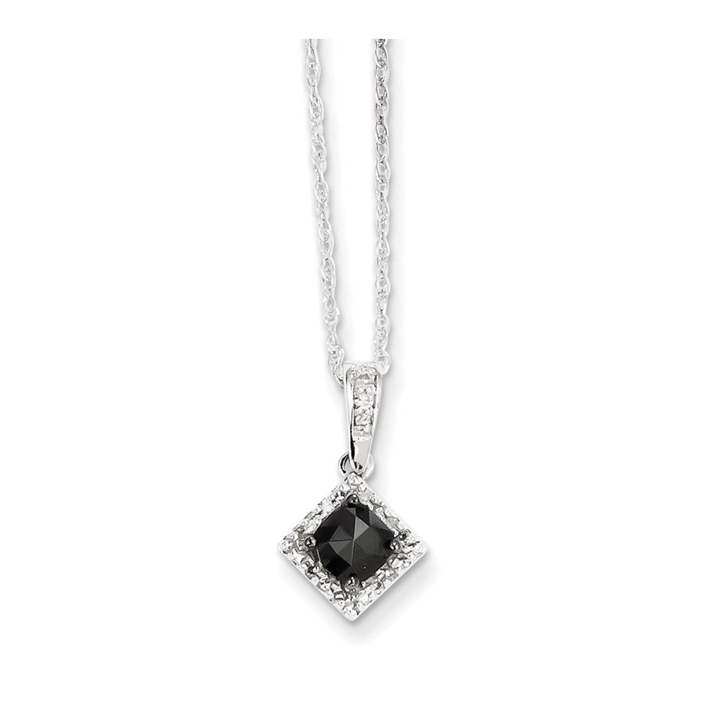 14K Weißgold Anhänger mit schwarzen und weißen echten Diamanten