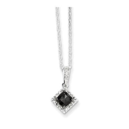 14K Weißgold Anhänger mit schwarzen und weißen echten Diamanten