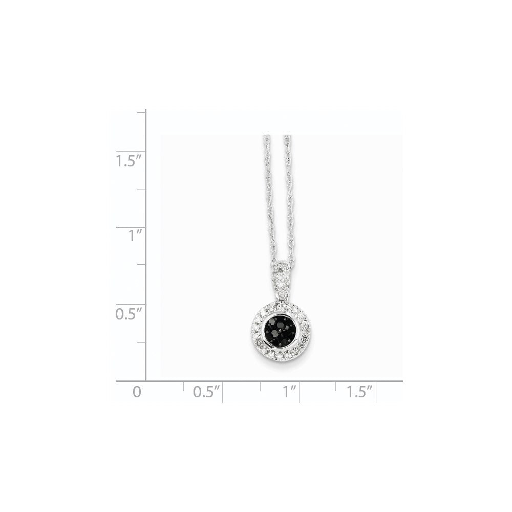 14K Weißgold Kreis-Anhänger mit schwarzen und weißen echten Diamanten