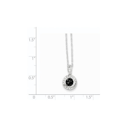 14K Weißgold Kreis-Anhänger mit schwarzen und weißen echten Diamanten
