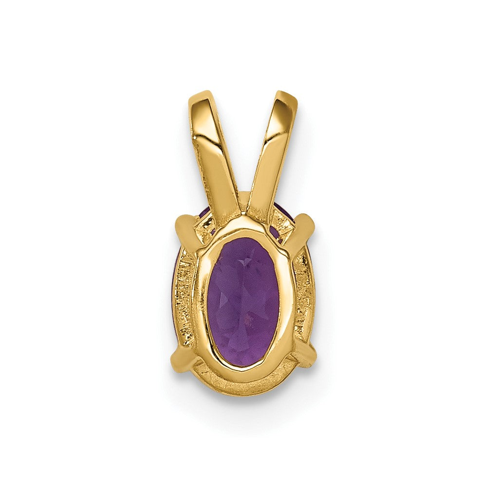 14K Gelbgold Anhänger mit ovalem Amethyst, 7x5 mm