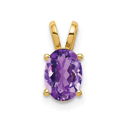14K Gelbgold Anhänger mit ovalem Amethyst, 7x5 mm