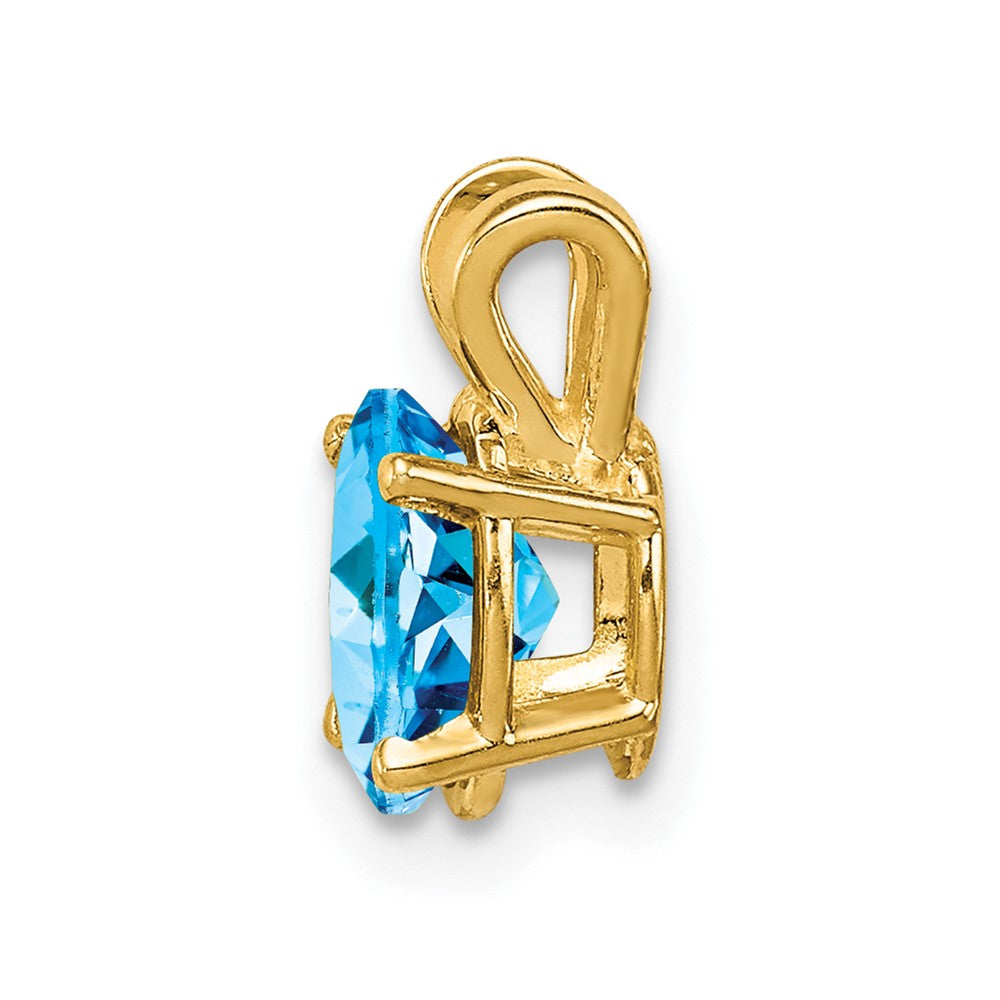 14K Gelbgold Anhänger mit ovalem blauem Topas, 7 x 5 mm