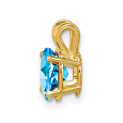 14K Gelbgold Anhänger mit ovalem blauem Topas, 7 x 5 mm