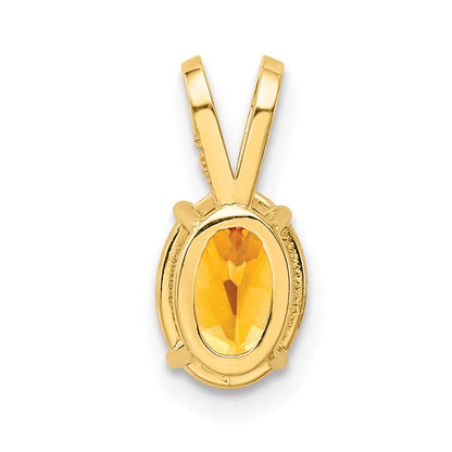 14K Gelbgold Anhänger mit ovalem Citrin, 7x5 mm