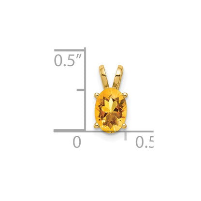 14K Gelbgold Anhänger mit ovalem Citrin, 7x5 mm