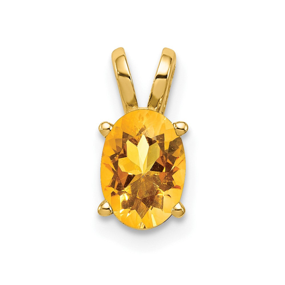 14K Gelbgold Anhänger mit ovalem Citrin, 7x5 mm