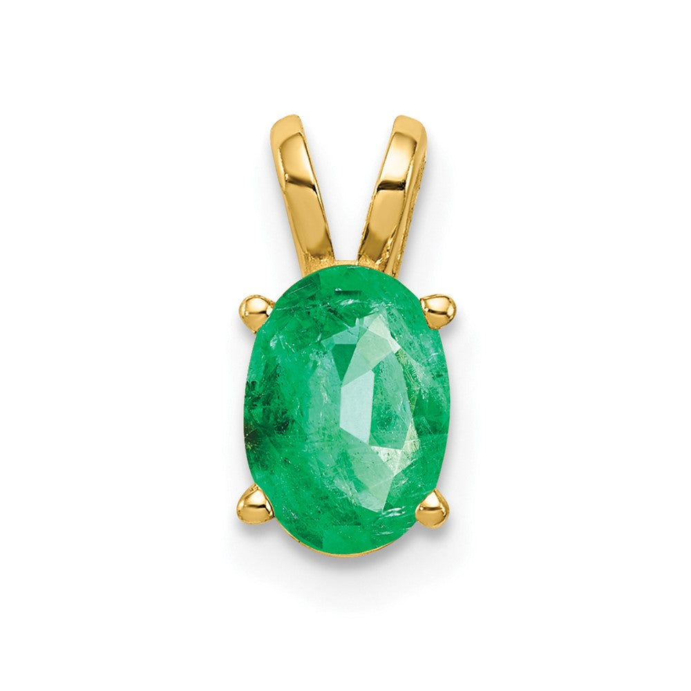 14K Gelbgold 7x5mm Ovaler Smaragd-Anhänger