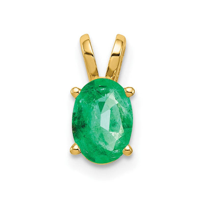 14K Gelbgold 7x5mm Ovaler Smaragd-Anhänger