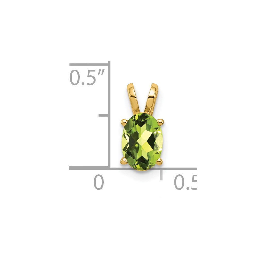 14K Gelbgold Anhänger mit ovalem Peridot, 7x5 mm