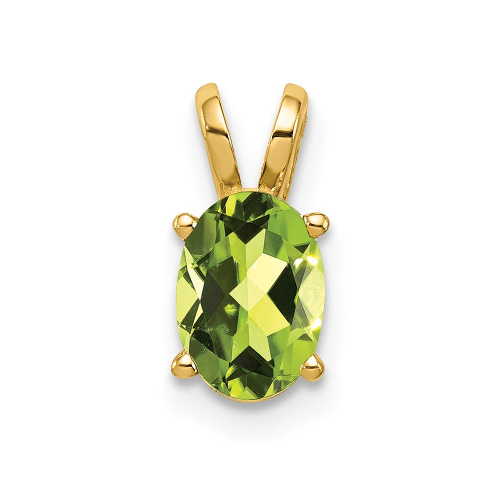 14K Gelbgold Anhänger mit ovalem Peridot, 7x5 mm