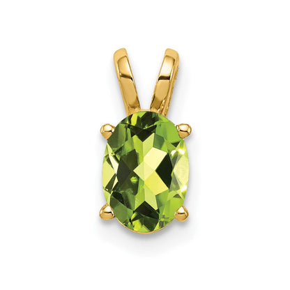 14K Gelbgold Anhänger mit ovalem Peridot, 7x5 mm