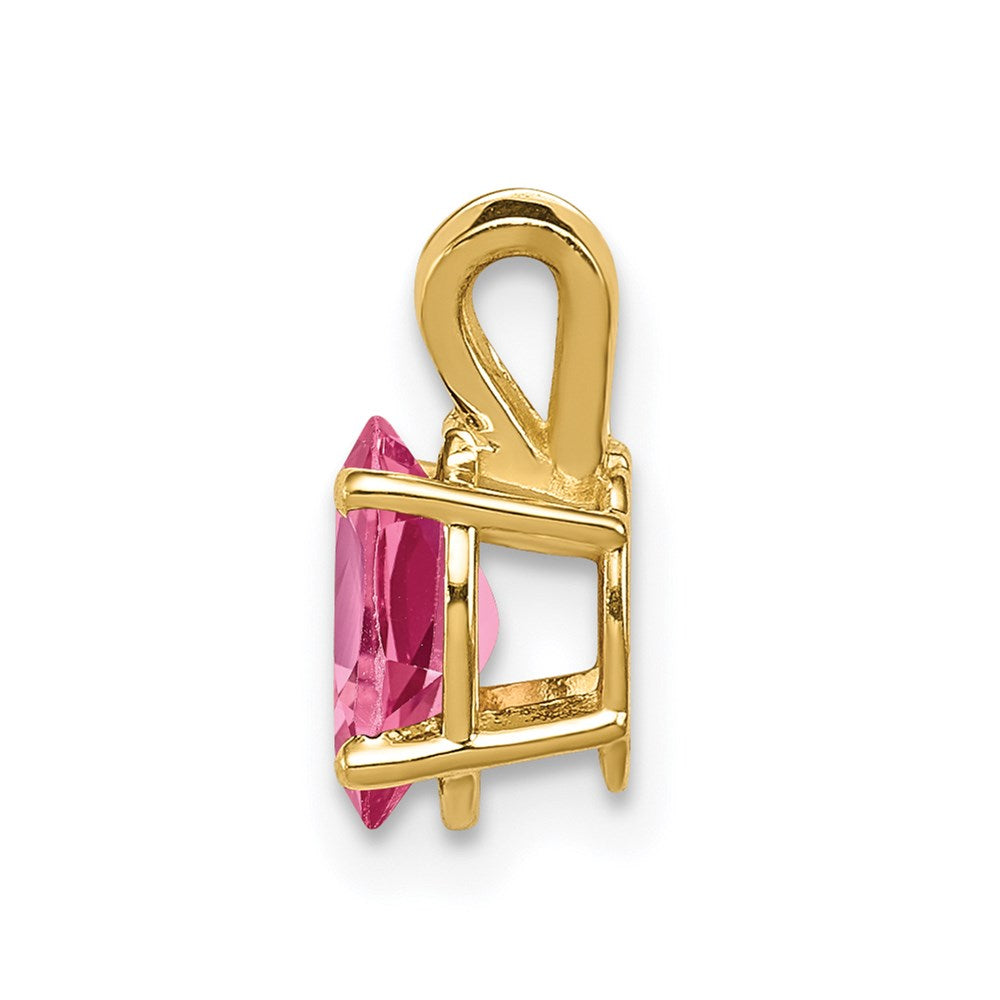 14K Gelbgold Anhänger mit ovalem rosa Turmalin, 7x5 mm