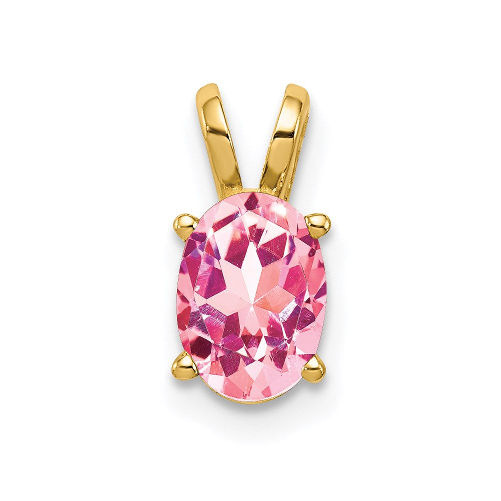 14K Gelbgold Anhänger mit ovalem rosa Turmalin, 7x5 mm