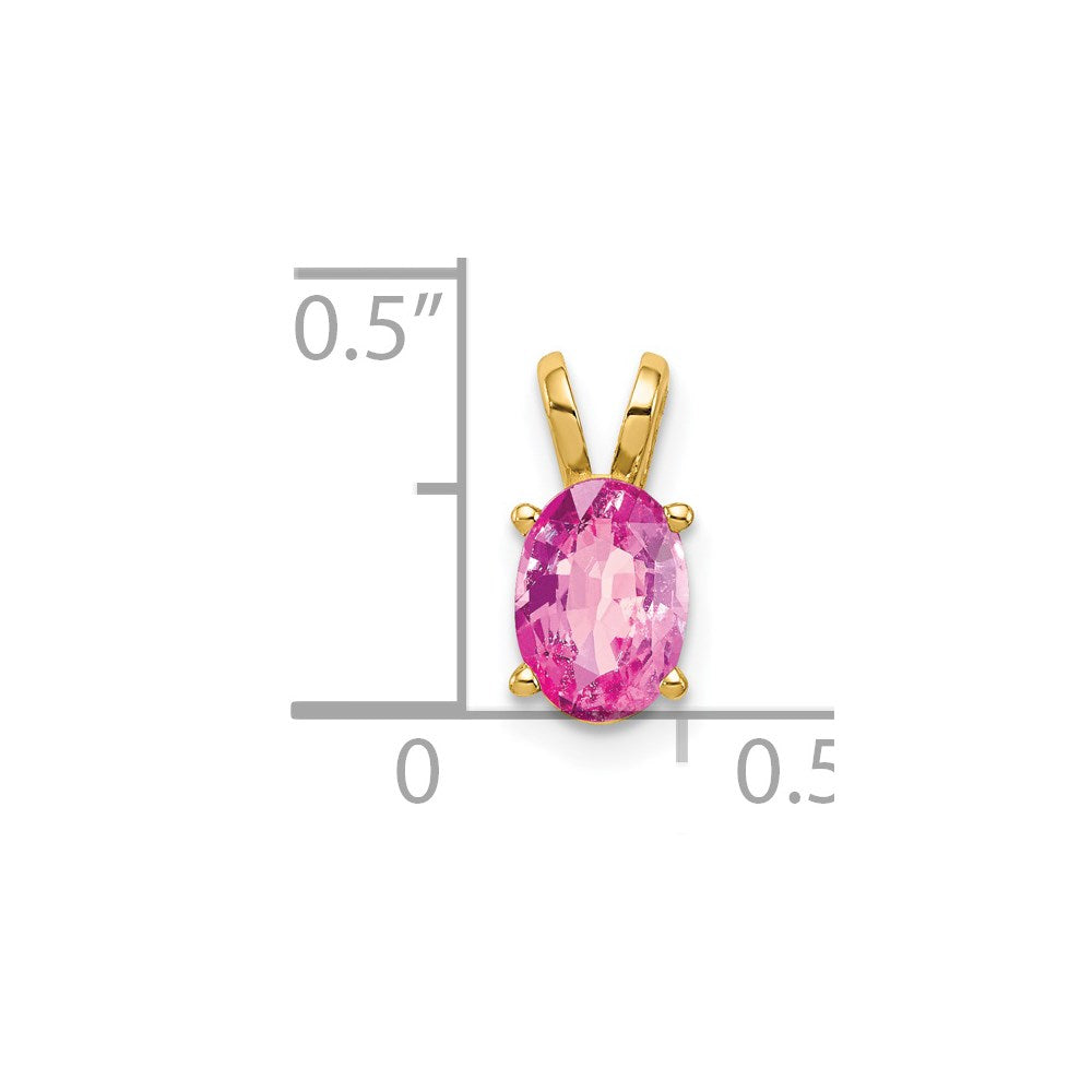 14K 7x5 mm Ovaler Rosa-Saphir-Anhänger