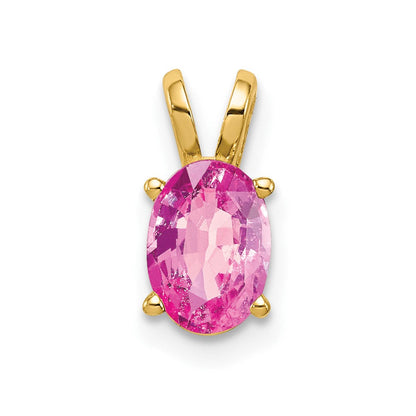 14K 7x5 mm Ovaler Rosa-Saphir-Anhänger