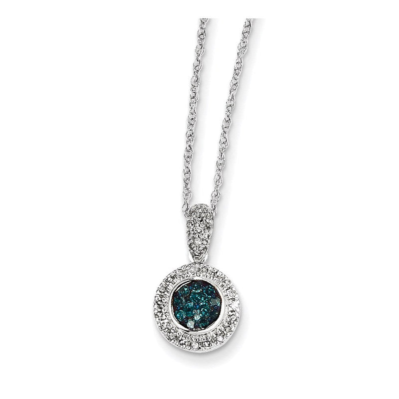 Kreis-Anhänger aus 14K Weißgold mit blauen und weißen Diamanten