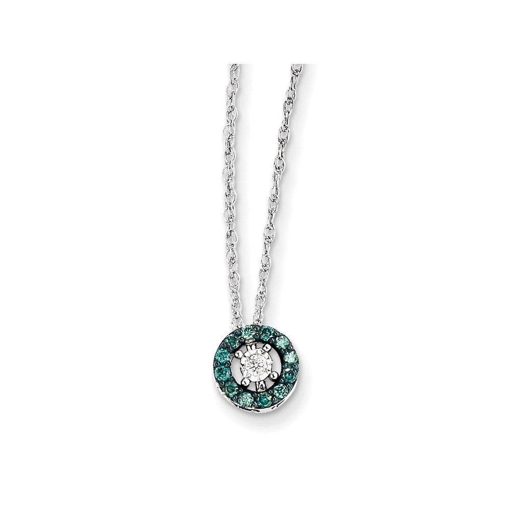 14K Weißgold mit Blau und Weiß Diamant Kreis Halskette