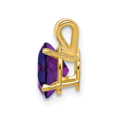 14K Gelbgold Anhänger mit ovalem Amethyst, 8x6mm