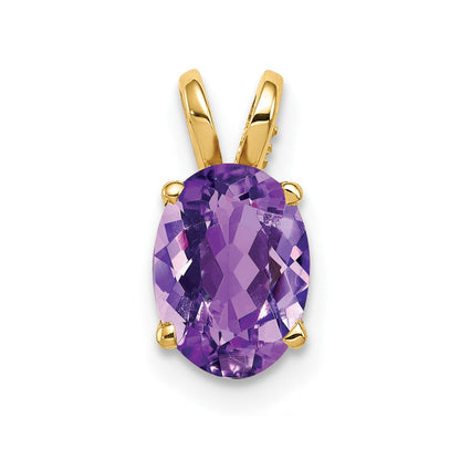 14K Gelbgold Anhänger mit ovalem Amethyst, 8x6mm