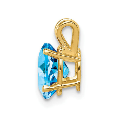 14K Gelbgold Anhänger mit ovalem 8x6 mm Blautopas im Schachbrettschliff