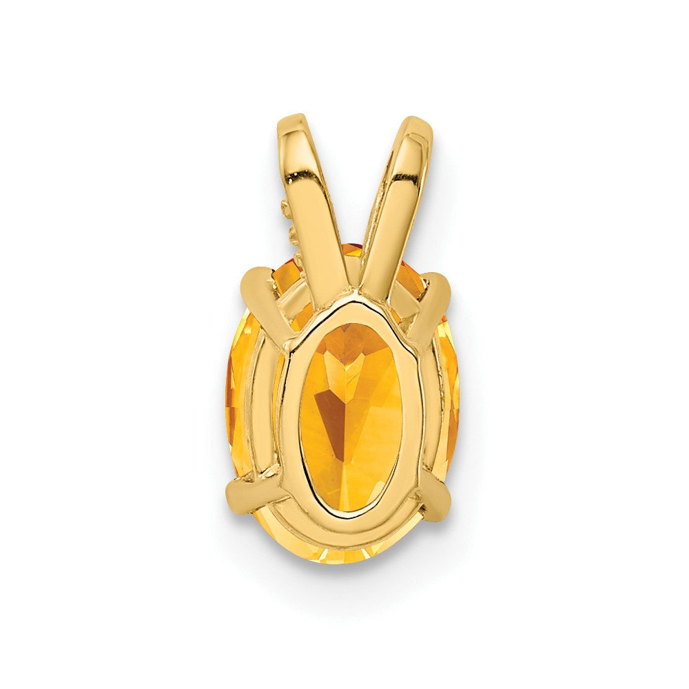 14K Gelbgold-Anhänger mit ovalem Citrin im Schachbrettschliff, 8x6 mm