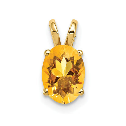 14K Gelbgold-Anhänger mit ovalem Citrin im Schachbrettschliff, 8x6 mm
