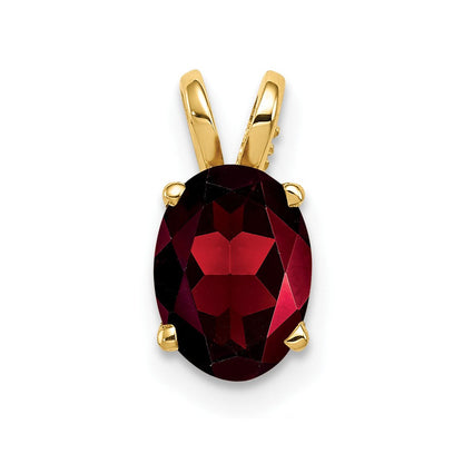 14K Gelbgold Anhänger mit ovalem Granat, 8x6mm