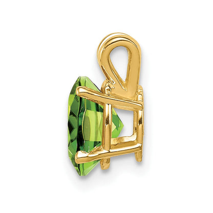14K Gelbgold Anhänger mit ovalem Peridot im Schachbrettschliff, 8x6 mm