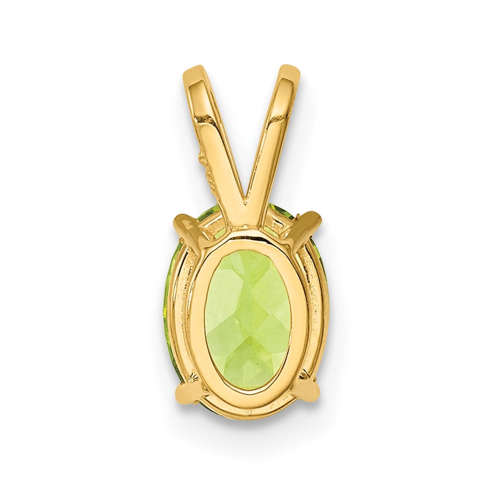 14K Gelbgold Anhänger mit ovalem Peridot im Schachbrettschliff, 8x6 mm